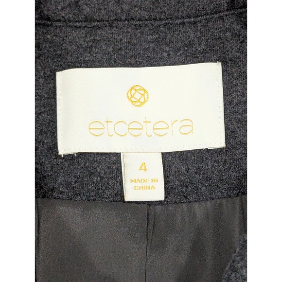 Etcetera‎ Asymmetrical Zip Jacket Sz 4 Gray Cotton Blend Funnel Neck Sporty Moto - Picture 8 of 10